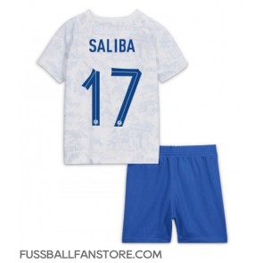 Frankreich William Saliba #17 Replik Auswärtstrikot Kinder WM 2022 Kurzarm (+ Kurze Hosen)